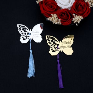 50 PCS Butterfly Custom Quinceañera Magnets, Wedding Acrylic Mirror, Sweet  16 Favors, Miss Quince 15 Favor, Personalized Baby Shower Favors