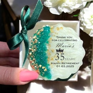Regalo de jubilación personalizado para hombres y mujeres, recuerdos para invitados con imán de resina epoxi, recuerdo personalizado para fiesta de jubilación, regalos únicos de despedida.