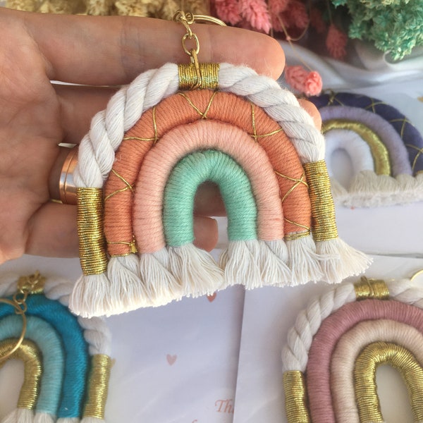 Rainbow Macrame, Baby Shower Favors, Wedding Favors, Rainbow Keychain Favors, , Newborn Baby Guest Favors,Keychain Favors for Guest,