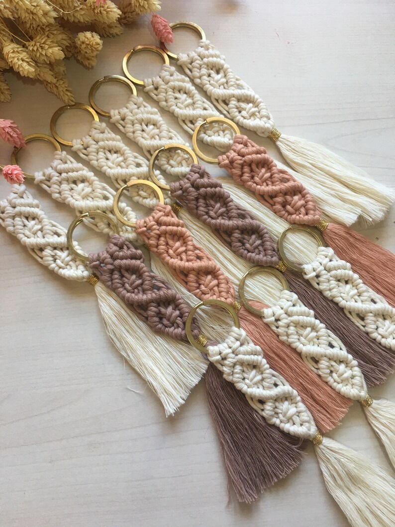 Macramé Boho Keychain Baby Shower Gifts Personalized Boho Etsy