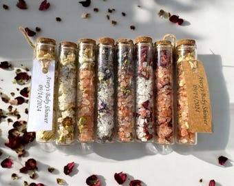 Bath Salt Favors, Botanical Bath Soaks, Baby Shower Favor, Bridal Shower Favors, Wedding Favor, Gender Reveal Favors, Custom Party Favors