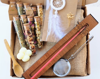 Organic Loose Leaf Tea Sampler Gift Set, Herbal Teas, Tea Spoon