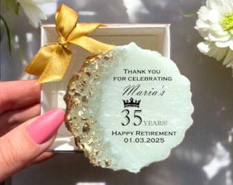 Personalized Retirement Gift for Women Men, Resin Epoxy Magnet Guest Favors, Custom Retirement Party Keepsake, Unique Happy Farewell Gifts