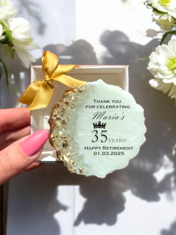 Personalized Retirement Gift for Women Men, Resin Epoxy Magnet Guest Favors, Custom Retirement Party Keepsake, Unique Happy Farewell Gifts
