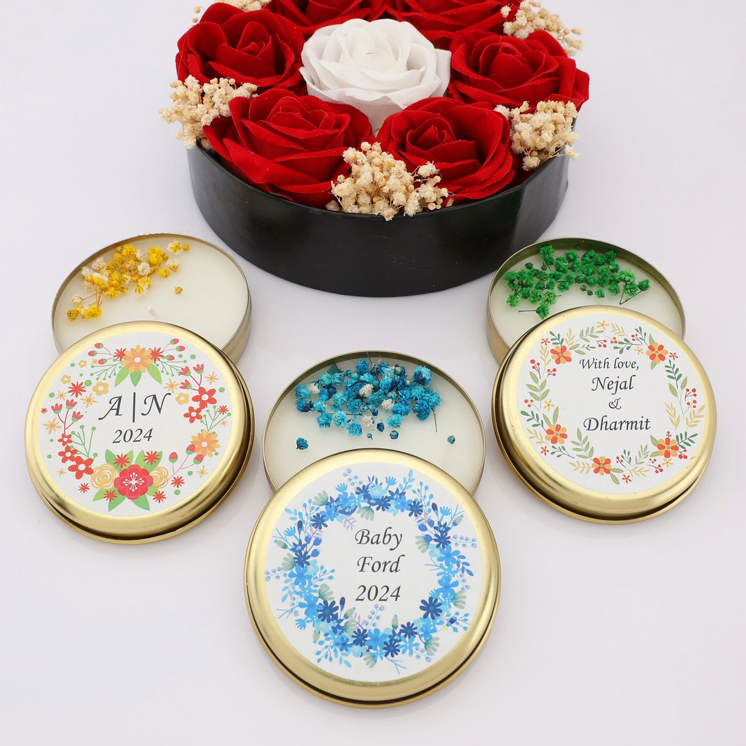 Custom Wedding Candle Favors for Guests, Personalized Baby Shower ...