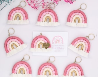 Macrame Rainbow Keychain, Baby Shower Favors, Baptism Favor