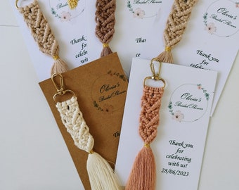 Macramé Boho Keychain Baby Shower Gifts, Personalized Boho Wedding Favors for Guests in Bulk, Bohemian Party Favors, Bridal Shower Favors