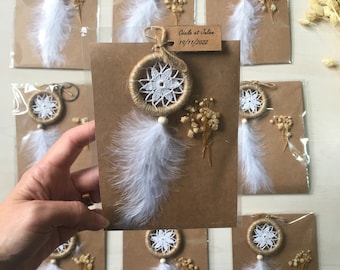 Keychain Mini Dreamcatcher Favors, Protection DreamCatcher, Unique Gift, Boho Baby Shower Favors, Bohemian Wedding Favors, Favors for Guest