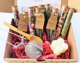 10 Loose Leaf Tea Sampler Gift Set, Christmas Gift Box, Gift for Her, Mom,Sister, Herbal Tea, Tea Lover Gift,Happy Holidays gift ,Valentines