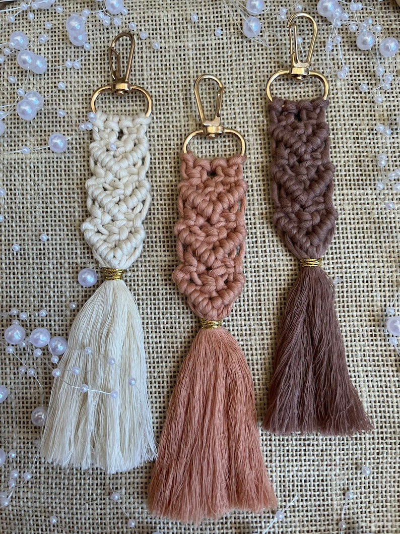 Macramé Boho Keychain Wedding Gifts Personalized Boho Baby Etsy