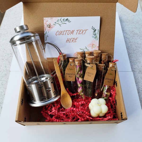 Valentines Day Gift Box, 10 Loose Leaf Tea Sampler Gift Set, Birthday Day Gift Box, Gift for Her, Mom, Sister, Herbal Tea, Tea Lover Gift