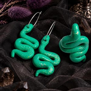 Clay Snake Ring & Earring Sets- Python Inspired Pastel Serpent Rings and Earrings image 3