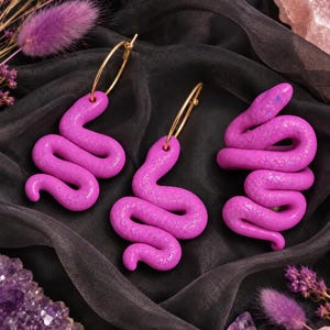 Clay Snake Ring & Earring Sets- Python Inspired Pastel Serpent Rings and Earrings