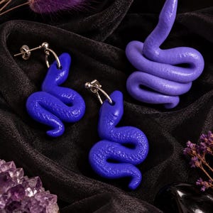 Clay Snake Ring & Earring Sets- Python Inspired Pastel Serpent Rings and Earrings image 2