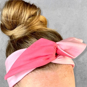 Pink Two Tone Wire Headband, Spring Headband, Pink Headband, Boho Top Knot Headband, Casual Everyday Headband, Breast Cancer Headband