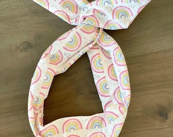 Rainbow Wired Headband, Rainbow Twist Headband,  Boho Rainbow Headband, Girls Rainbow Headband, Wired Twist Headband, St Patricks Headband
