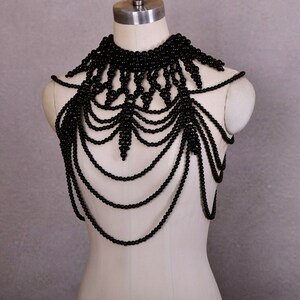 Pearl Shoulder Necklace,pearl Body Chain Bra ,art Decor Body Jewelry, festival Halloween Costume 