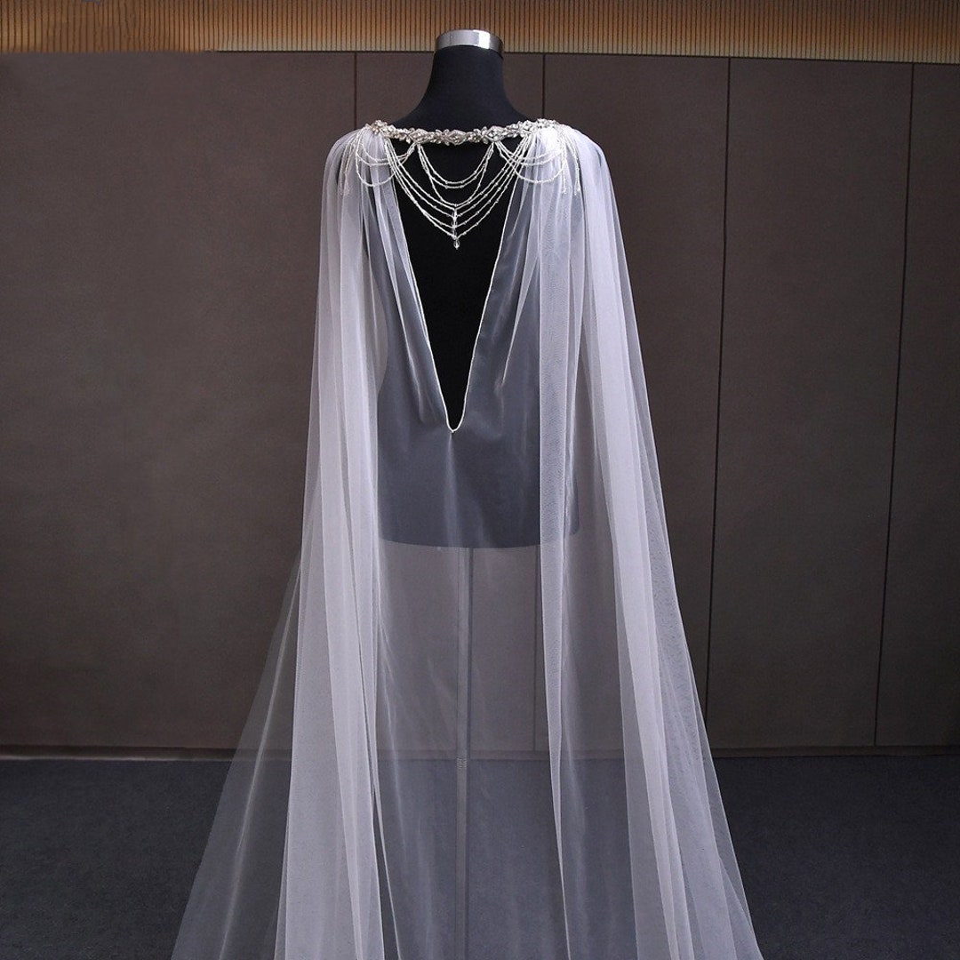 Rhinestone Bridal Wedding Cape Veil Backless Shoulder Veil - Etsy