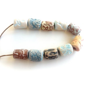 Tube Beads - ceramic beads, cylinder crafted beads, antique, rustic beads, terracotta beads, earthy beads