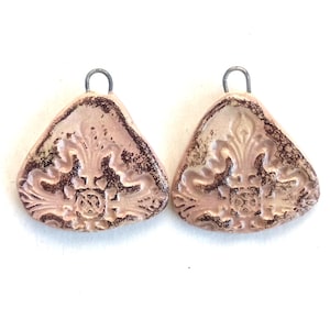 Colgantes de cerámica para pendientes, colgantes rústicos de arcilla, juego de 2