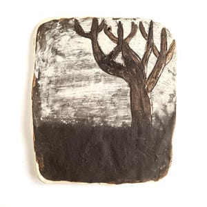 Original Ceramic Painting Tile, &quot;The Tree&quot;  - hand drawn not a print, signed on the back
