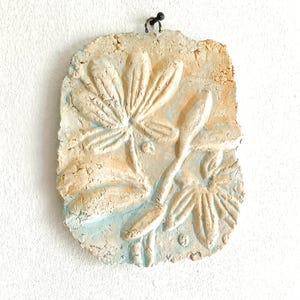Artistic Ceramic Wall Tile, Ancient Relief Fragment, Memory of the Past, Rustic Wabi Sabi Decor