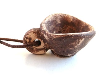 Mini Brown Coffee Cup Pendant, Tiny Ceramic Charm for Necklace or Jewelry