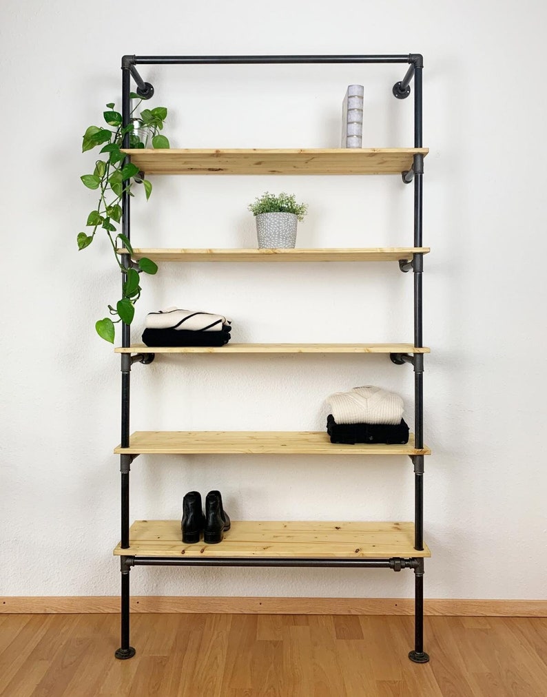 Walk-in closet shelf clothes rail clothes rack coat rack tube industrial design shelf cupboard steel tube design image 1