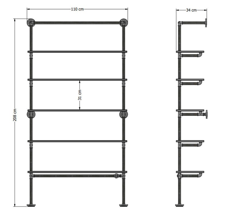 Walk-in closet shelf clothes rail clothes rack coat rack tube industrial design shelf cupboard steel tube design image 4