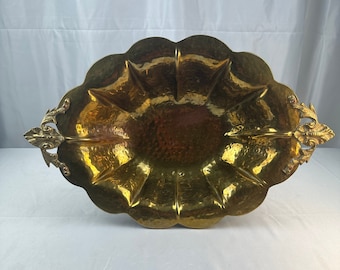 Vintage Large Brass Ornate/Footed Bowl/Dish