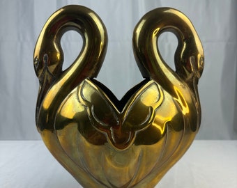 Vintage Brass Swan Vase by Dolbi Cashier