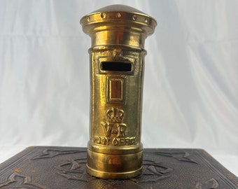 Vintage Brass English Post Office Coin Bank/England