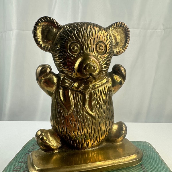 Vintage Brass LARGE Teddy Bear Doorstop/Bookend/Childs Room Decor