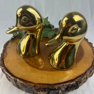Vintage Brass Duck Head set of Bookends