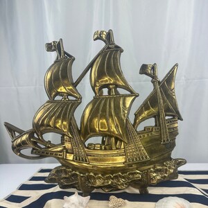 Solid Brass Pirate's Den Ships Wall Plaque Solid Brass Pirate's Den Ships Wall Plaque