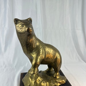 Vintage Large Brass Bear Statue