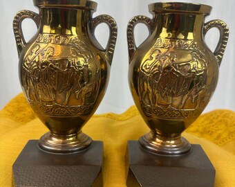 Vintage Bronze/Brass plated Philadelphia Manufacturing Co. Greek Vase Bookends