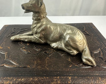 Vintage Silber Metall Schäferhund / Hund Statue