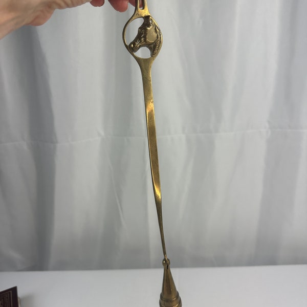 Vintage Brass Horse Head Hinged Candle Snuffer/Desk Accessory