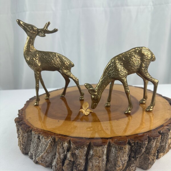Vintage Brass Pair of Deer/Buck and Doe Figurines