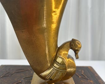 Vintage Brass Art Deco Bird Vase Planter/ Bookend Art Sculpture
