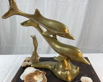 Vintage Brass Dolphin/Porpoise Statue