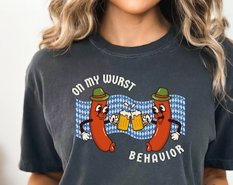 Funny Oktoberfest Shirt, Oktoberfest Group Drinking Shirt, Retro Oktoberfest T-Shirt, Wurst Behavior, Schnitzel Faced, Matching Drinking Tee