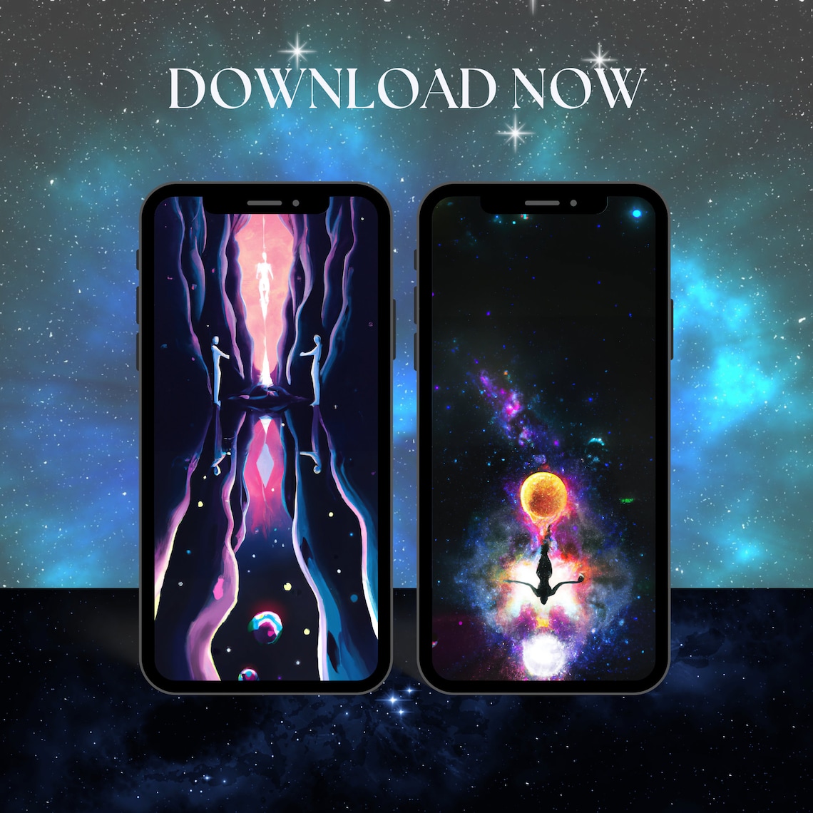 Space Art Wallpaper Set For Phones Etsy