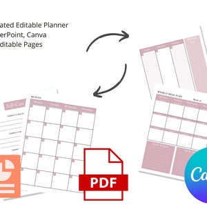 Do druku i edycji niedatowany planer - Canva- PowerPoint - PDF - Planer KDP używany również jako wnętrza KOMERCYJNE,