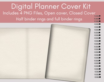 Digital Planner Cover | Cover kit | PNG | Leather Planner Cover Kit | Commercial | Beige