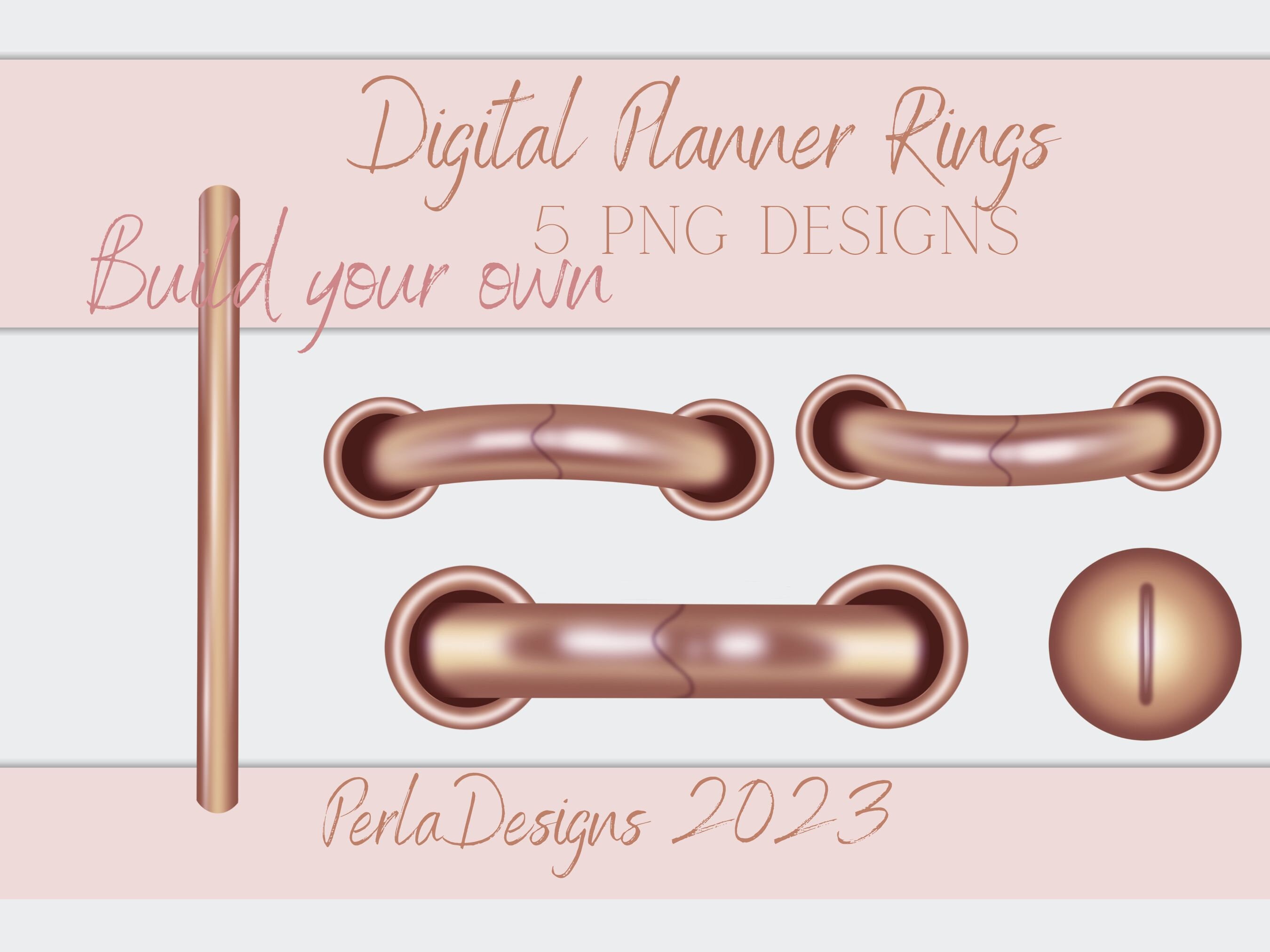 Digital Planner Binder Rings Metallics Gold-goodnotes Center and Side  Personal and Commercial Use. 