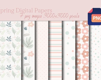 Digital Paper | Spring digital paper | Scrapbooking paper | High resolution digital papers, PNG