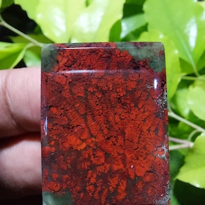 Cabujón de ágata musgo de Java de 25x34x5 mm