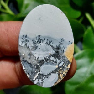 Maligano Bilder Jaspis Cabochon: Malerische Landschaft Stone (25x37x5 mm)